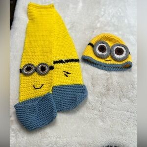 Minion crochet scarf & hat set